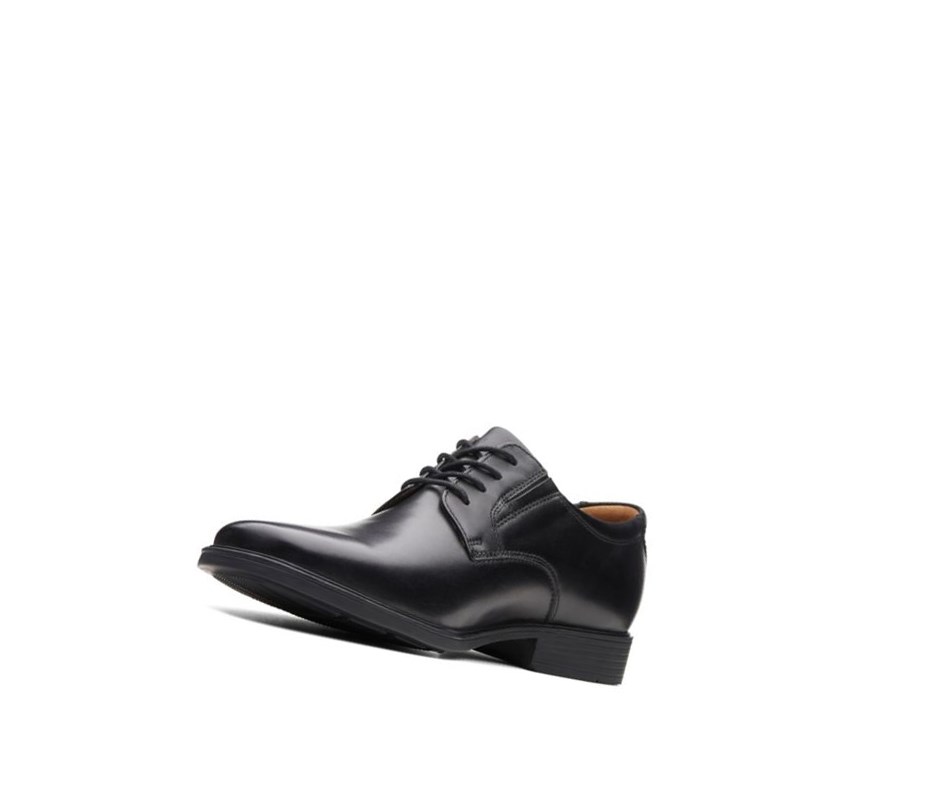 Chaussures Cuir Clarks Tilden Plain Cuir Larges Fit Homme Noir | DYWI45763