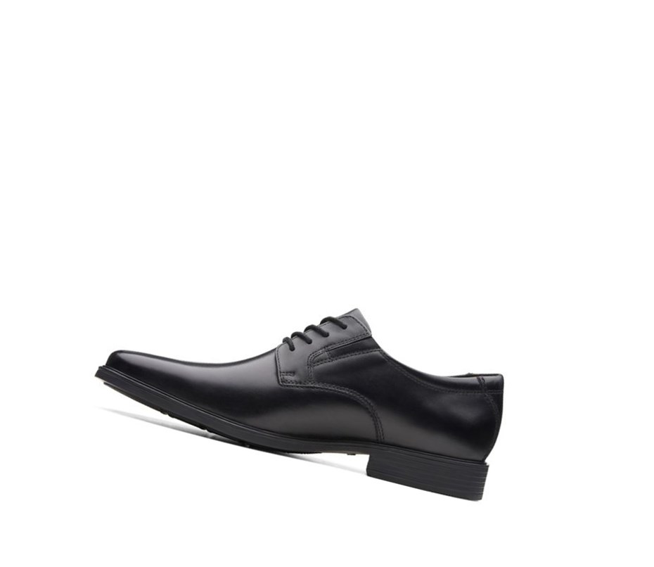 Chaussures Cuir Clarks Tilden Plain Cuir Larges Fit Homme Noir | DYWI45763