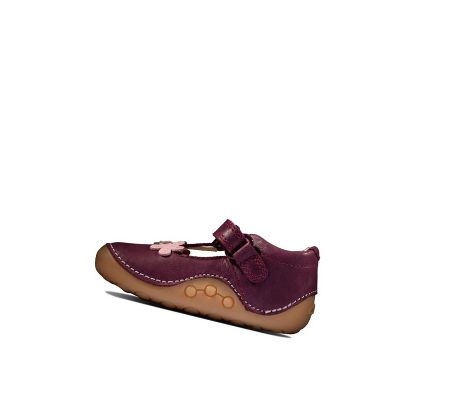 Chaussures Cuir Clarks Tiny Sun Cuir Fille Bordeaux | MFXS20139