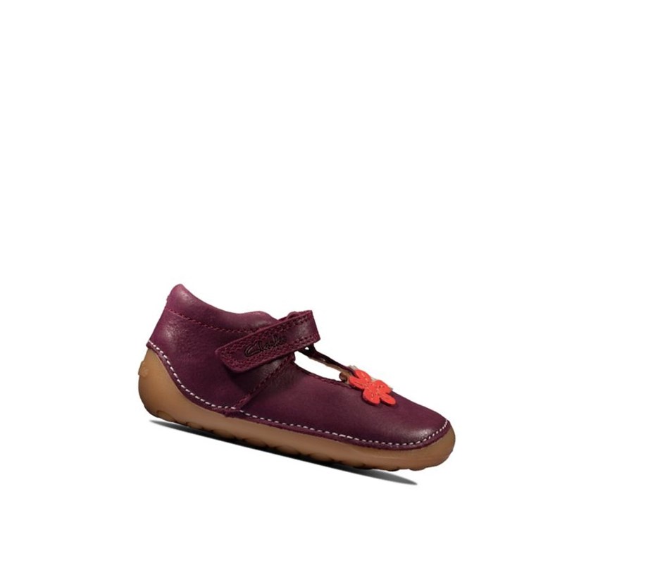 Chaussures Cuir Clarks Tiny Sun Cuir Fille Bordeaux | MFXS20139