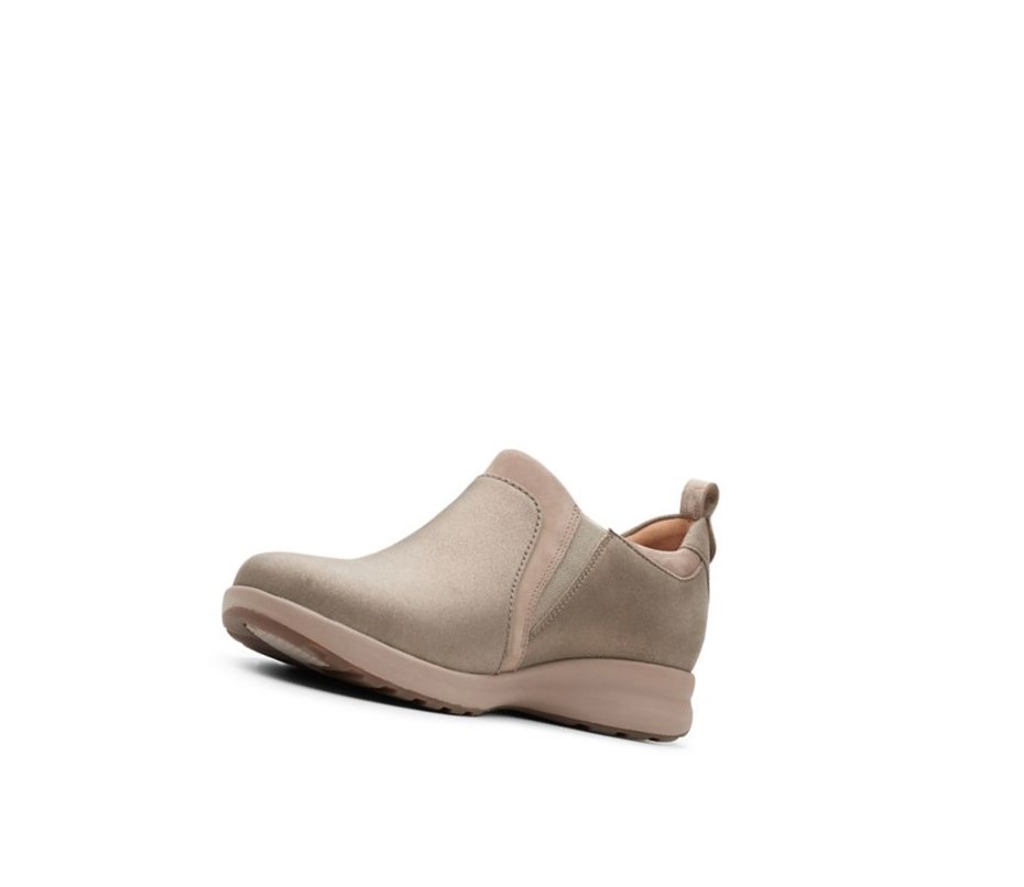 Chaussures Cuir Clarks Un Adorn Zip Cuir Larges Fit Femme Beige | SXWC79264