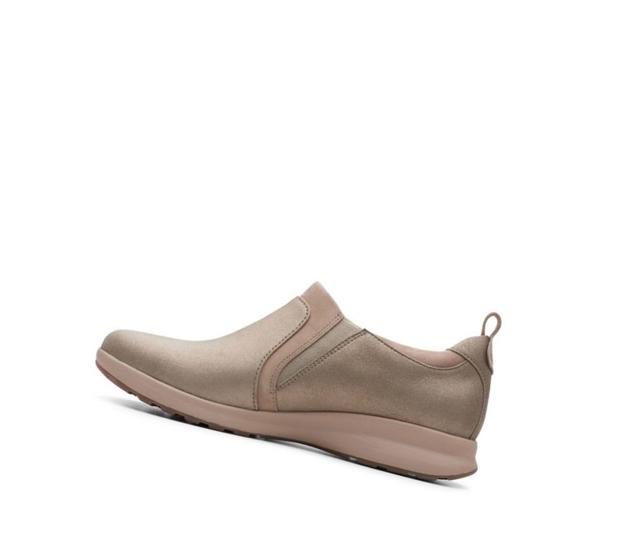 Chaussures Cuir Clarks Un Adorn Zip Cuir Larges Fit Femme Beige | SXWC79264