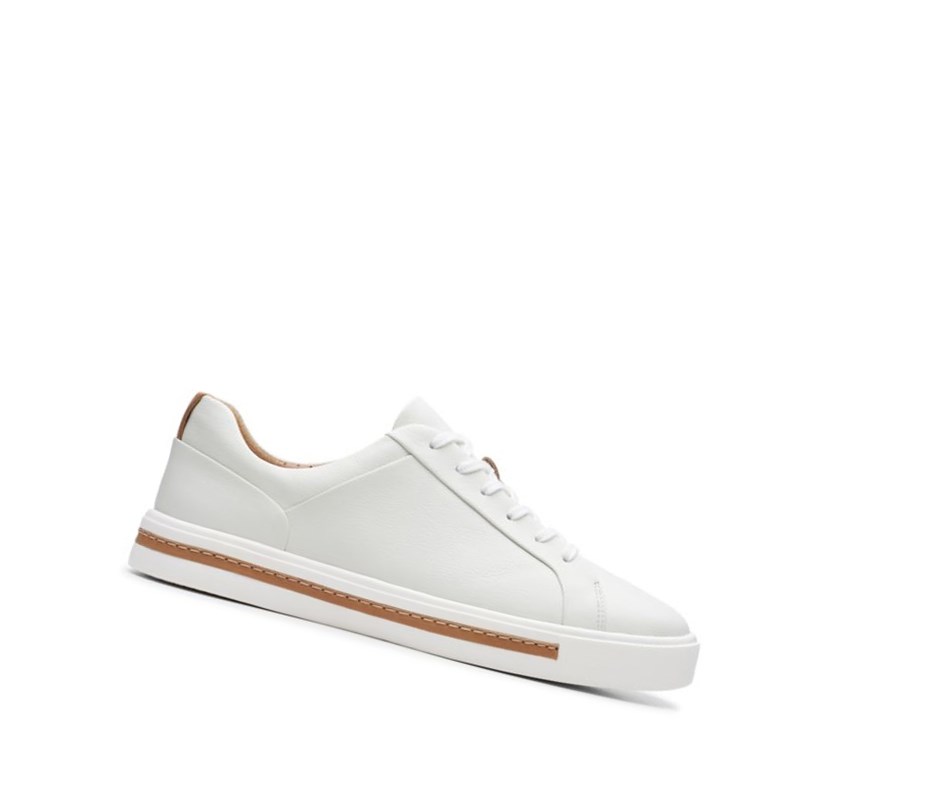 Chaussures Cuir Clarks Un Maui Dentelle Cuir Larges Fit Femme Blanche | XSHE97162