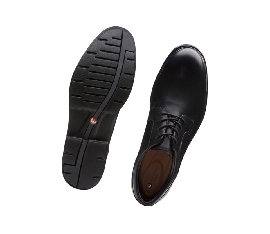 Chaussures Cuir Clarks Un Tailor Go Gore-tex Cuir Larges Fit Homme Noir | INAO60134