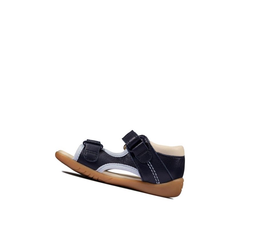 Chaussures Cuir Clarks Zora Spirit Cuir Garcon Bleu Marine | QFKX43592