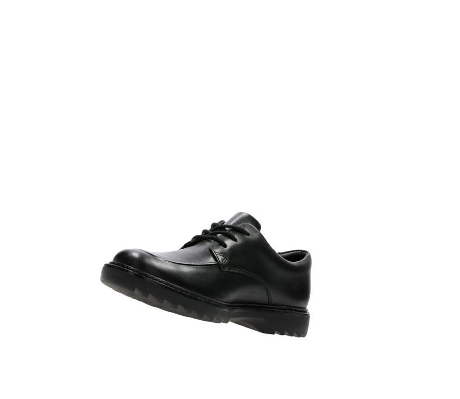 Chaussures D'école Clarks Asher Grove Cuir Garcon Noir | BRMO71569