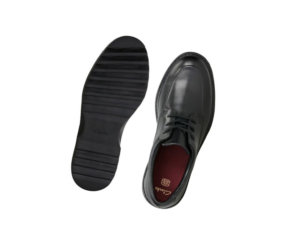 Chaussures D'école Clarks Asher Grove Cuir Garcon Noir | BRMO71569