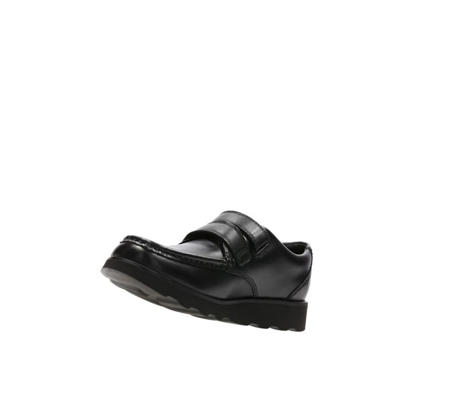 Chaussures D'école Clarks Crown Tate Cuir Garcon Noir | RKEP02148