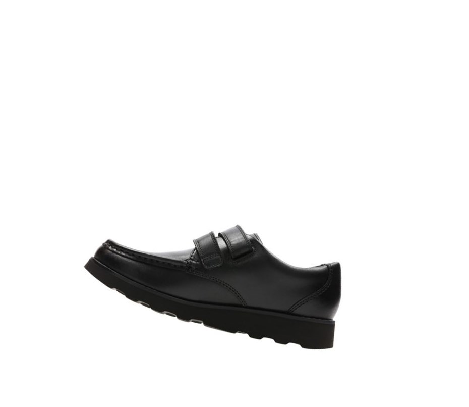 Chaussures D'école Clarks Crown Tate Cuir Garcon Noir | RKEP02148