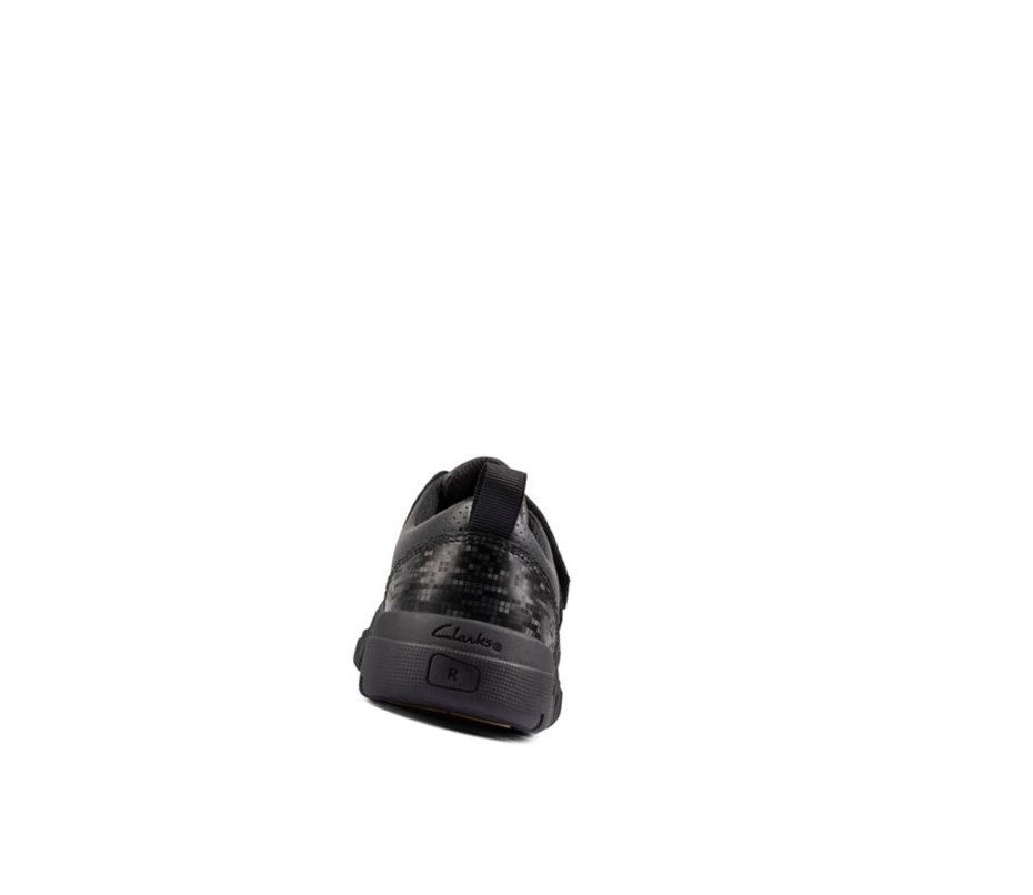 Chaussures D'école Clarks Encode Flash Cuir Fille Noir | QRBE17824