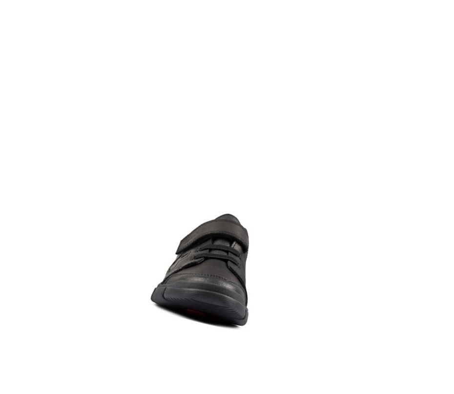 Chaussures D'école Clarks Encode Flash Cuir Garcon Noir | QUHZ61594