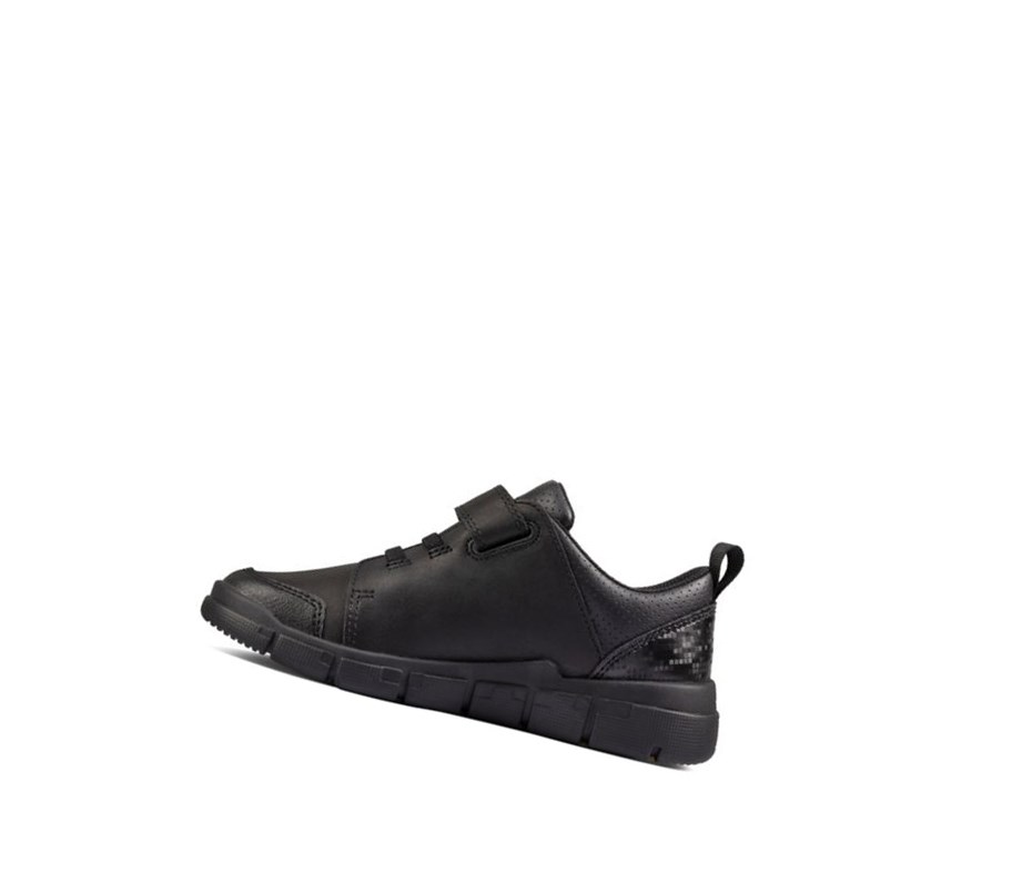 Chaussures D'école Clarks Encode Flash Cuir Garcon Noir | QUHZ61594