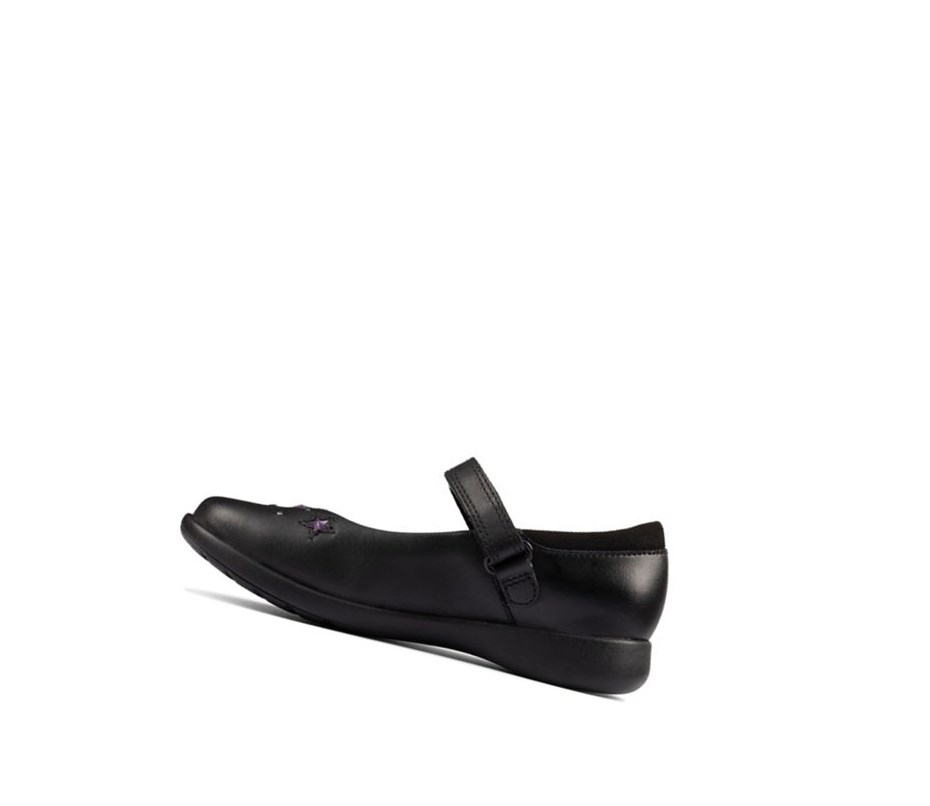 Chaussures D'école Clarks Etch Bright Cuir Fille Noir | BPDG16583