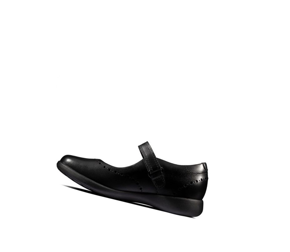 Chaussures D'école Clarks Etch Craft Cuir Fille Noir | ILWE34680