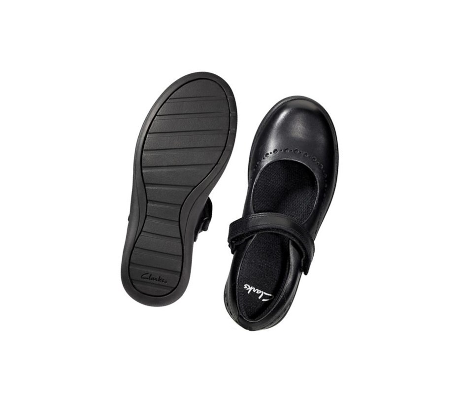 Chaussures D'école Clarks Etch Craft Cuir Fille Noir | ILWE34680