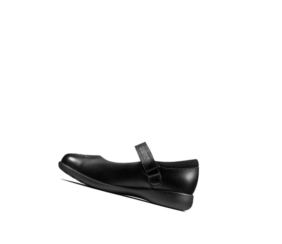 Chaussures D'école Clarks Etch Spark Cuir Fille Noir | DBCN70254