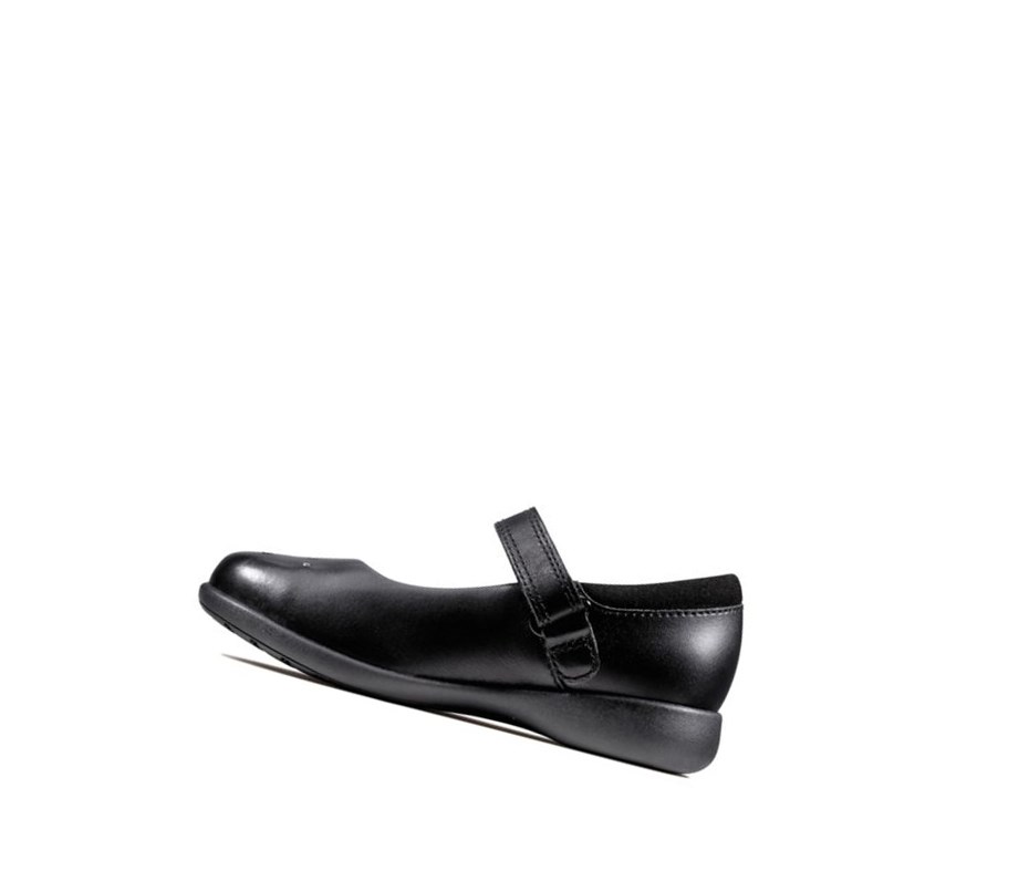 Chaussures D'école Clarks Etch Spark Cuir Fille Noir | MZXS06532