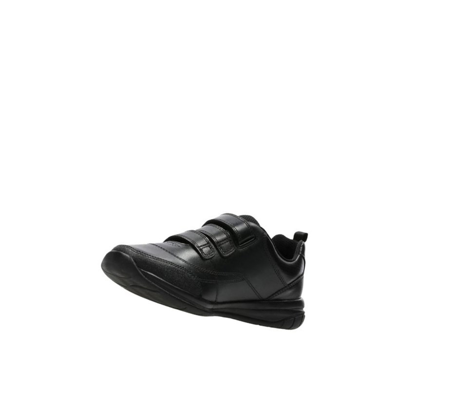 Chaussures D'école Clarks Hula Thrill Cuir Garcon Noir | BYGP76819