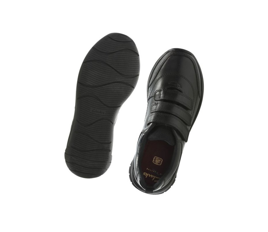 Chaussures D'école Clarks Hula Thrill Cuir Garcon Noir | NXOW34278