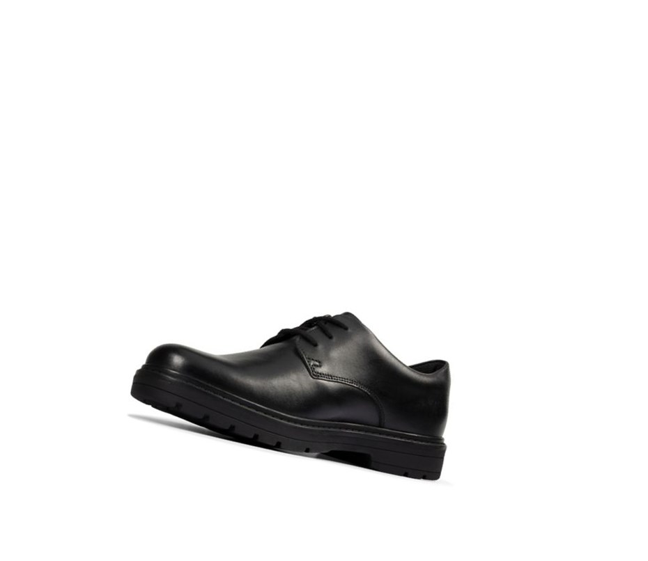 Chaussures D'école Clarks Loxham Cuir Garcon Noir | CRQN70435