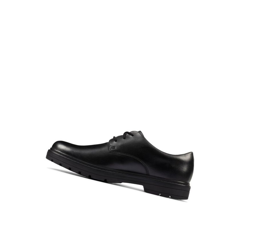 Chaussures D'école Clarks Loxham Cuir Garcon Noir | CRQN70435