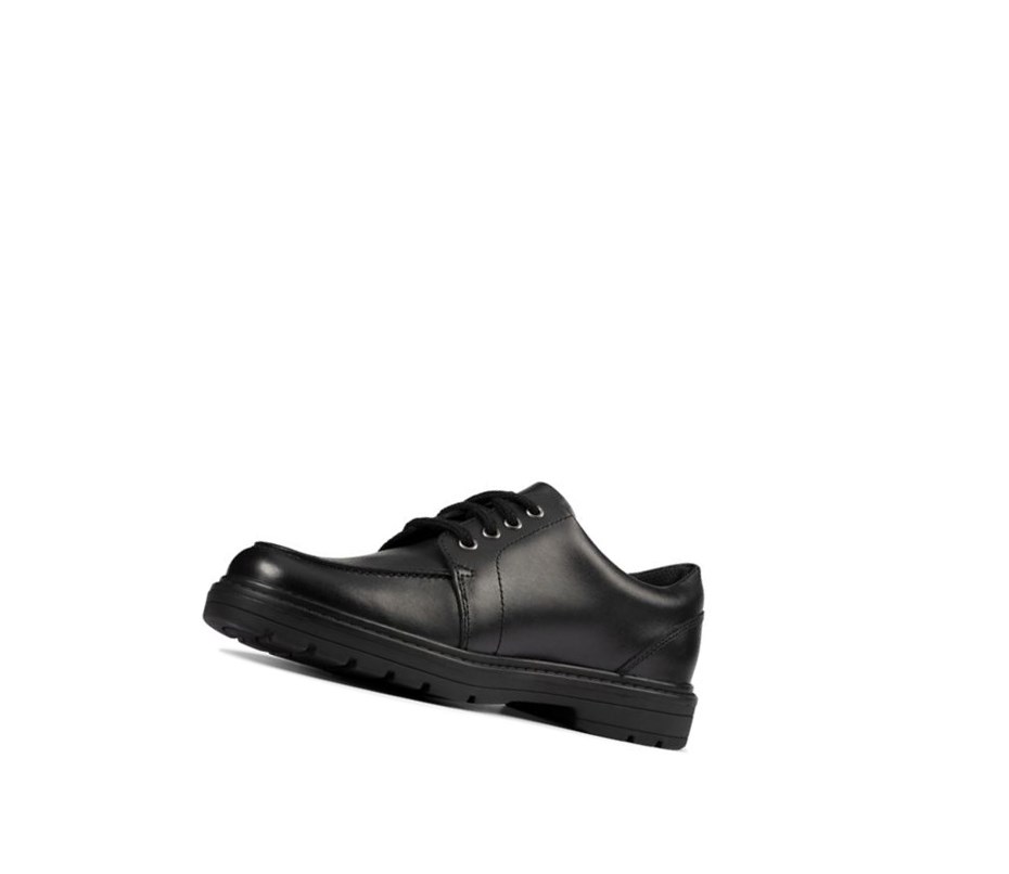 Chaussures D'école Clarks Loxham Pace Cuir Garcon Noir | BLAS14903