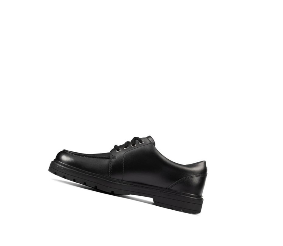 Chaussures D'école Clarks Loxham Pace Cuir Garcon Noir | BLAS14903