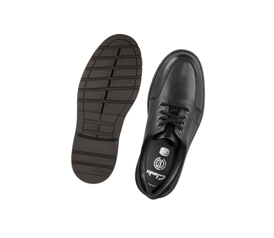 Chaussures D'école Clarks Loxham Pace Cuir Garcon Noir | BLAS14903