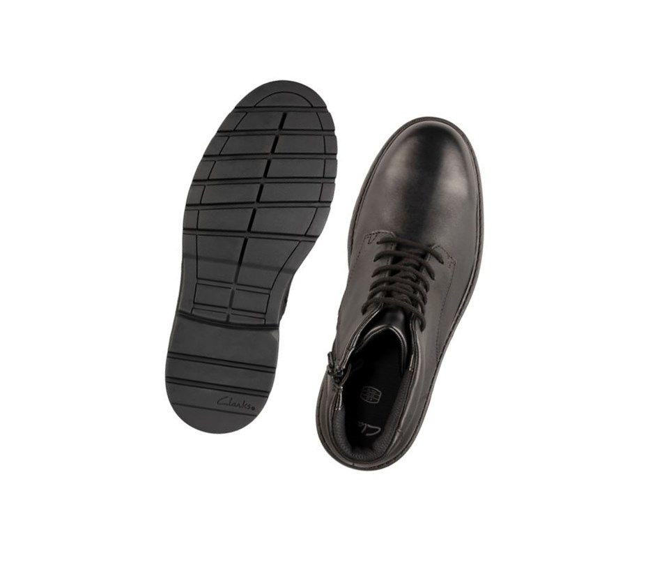 Chaussures D'école Clarks Loxham Walk Gore-tex Cuir Garcon Noir | ENPZ52937