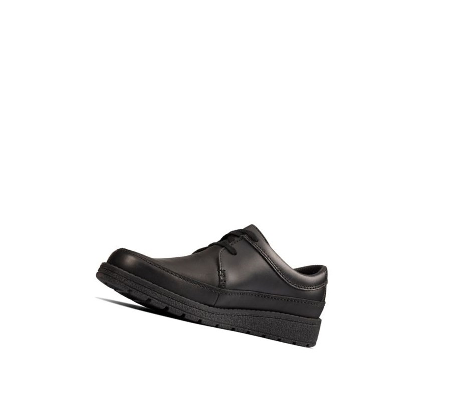 Chaussures D'école Clarks Mendip Weaver Cuir Garcon Noir | FVLG90534