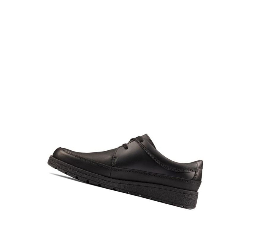 Chaussures D'école Clarks Mendip Weaver Cuir Garcon Noir | FVLG90534