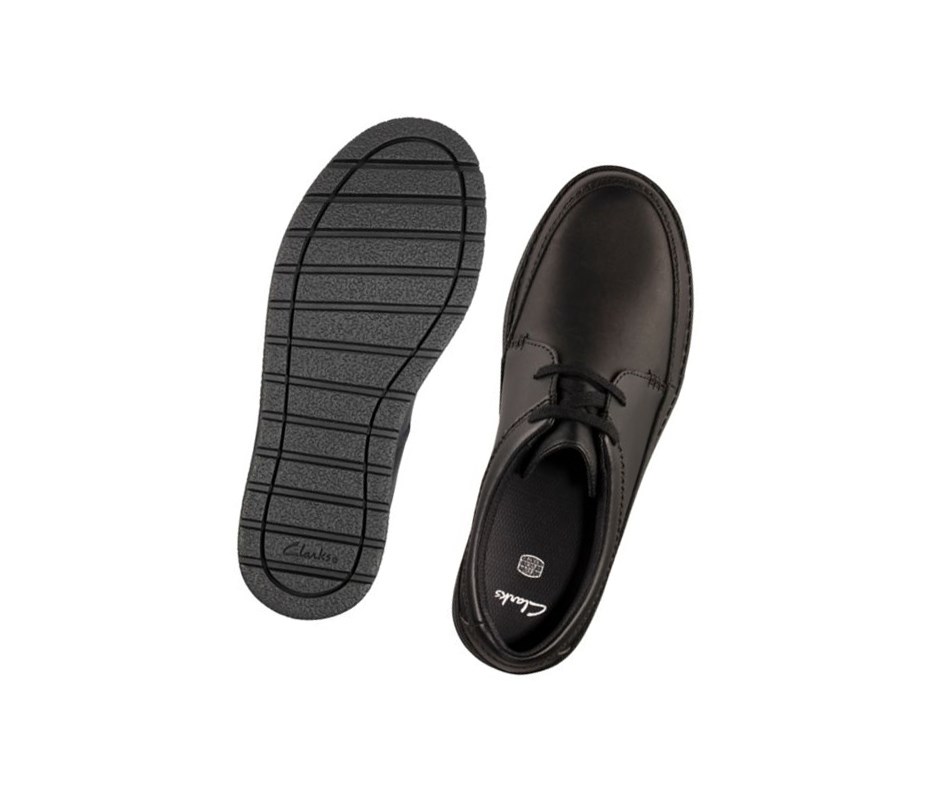 Chaussures D'école Clarks Mendip Weaver Cuir Garcon Noir | FVLG90534