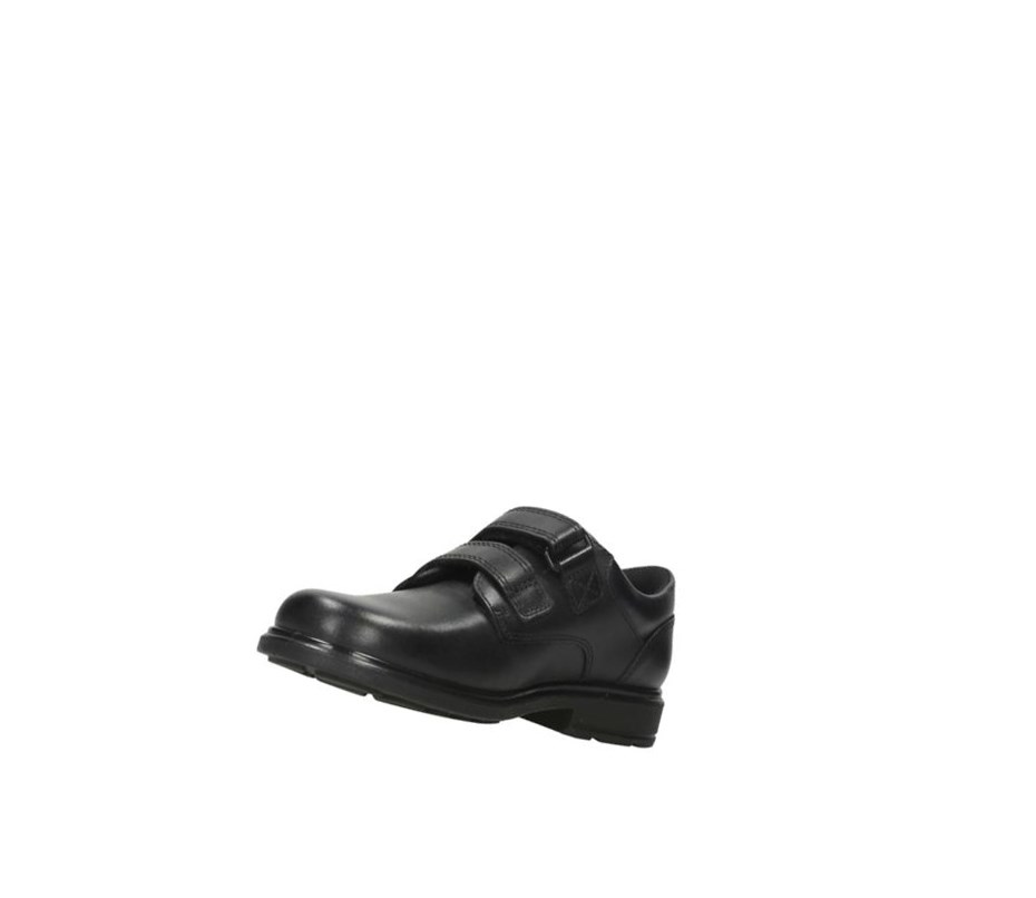 Chaussures D'école Clarks Remi Pace Cuir Garcon Noir | EGLK35874