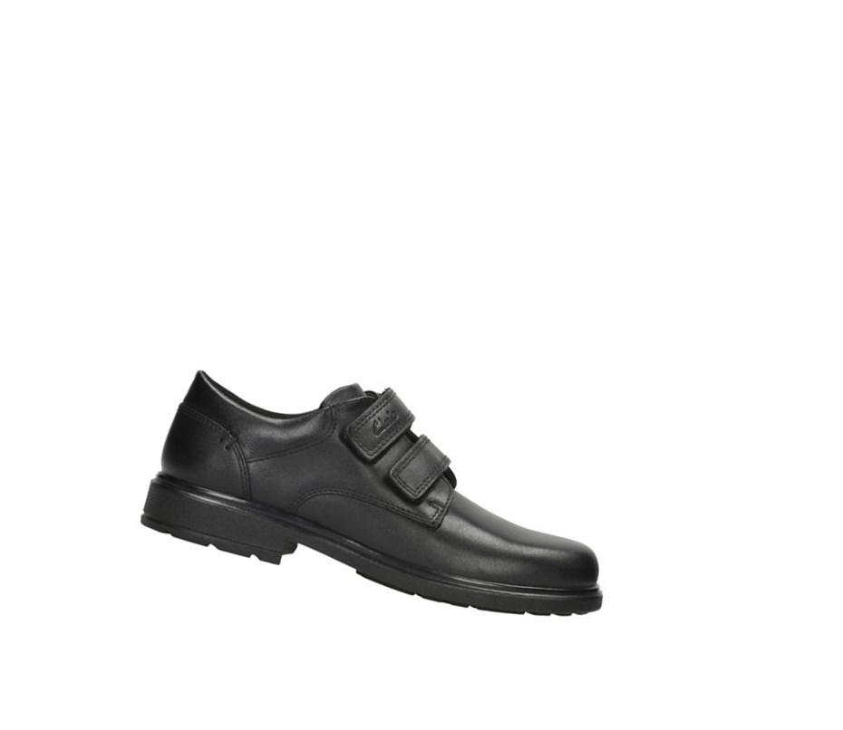 Chaussures D\'école Clarks Remi Pace Cuir Garcon Noir | EGLK35874