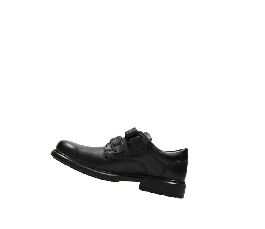 Chaussures D'école Clarks Remi Pace Cuir Garcon Noir | FUPN36421