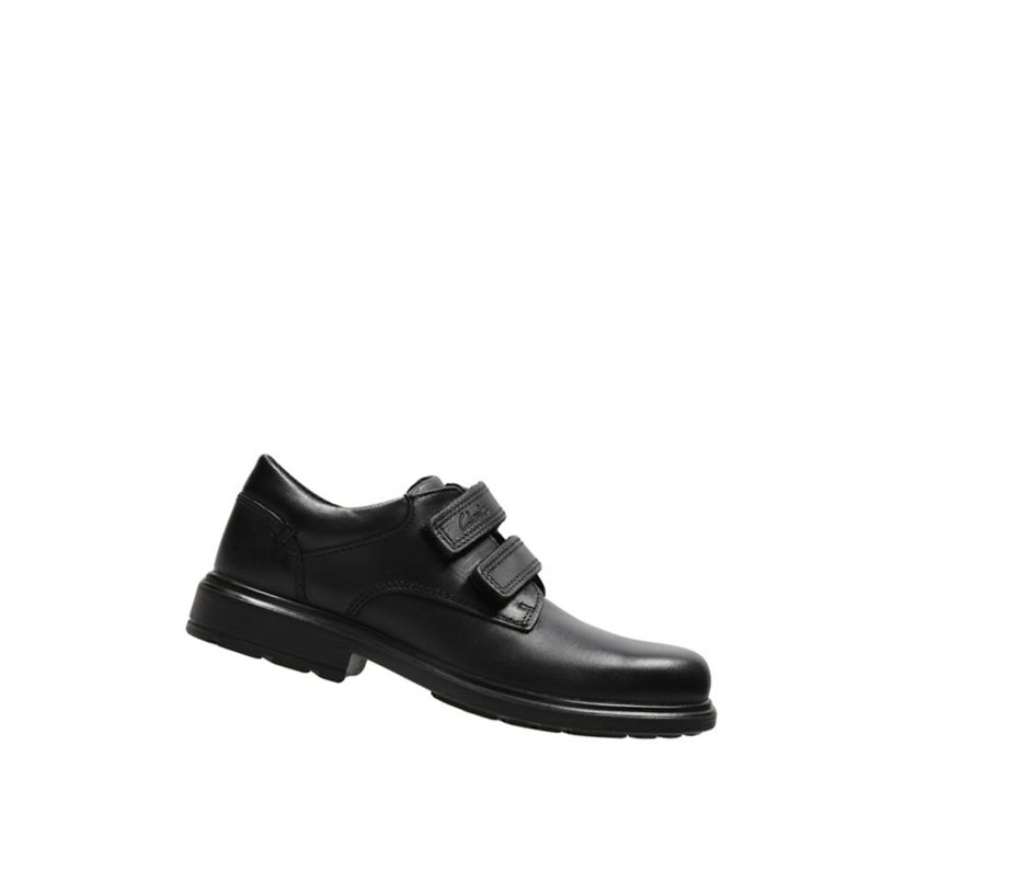 Chaussures D\'école Clarks Remi Pace Cuir Garcon Noir | FUPN36421