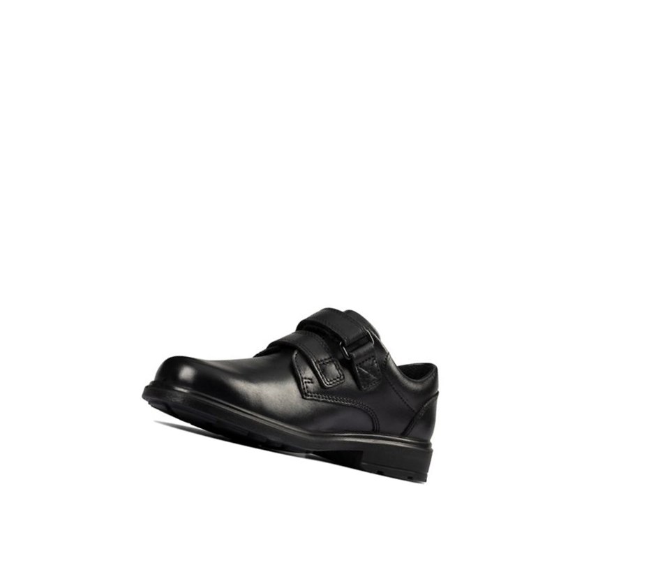 Chaussures D'école Clarks Remi Pace Cuir Garcon Noir | GJTP68234