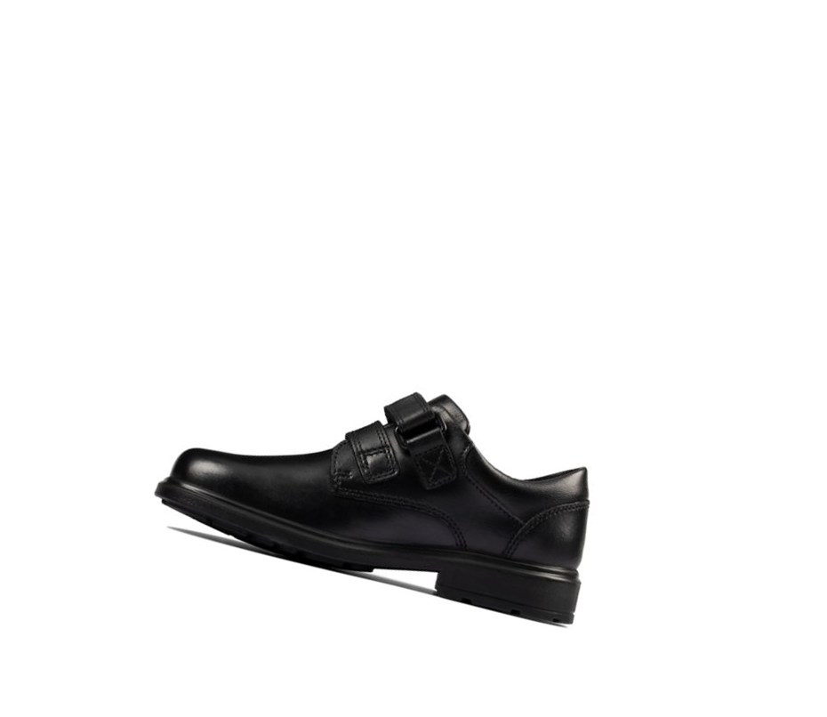 Chaussures D'école Clarks Remi Pace Cuir Garcon Noir | GJTP68234