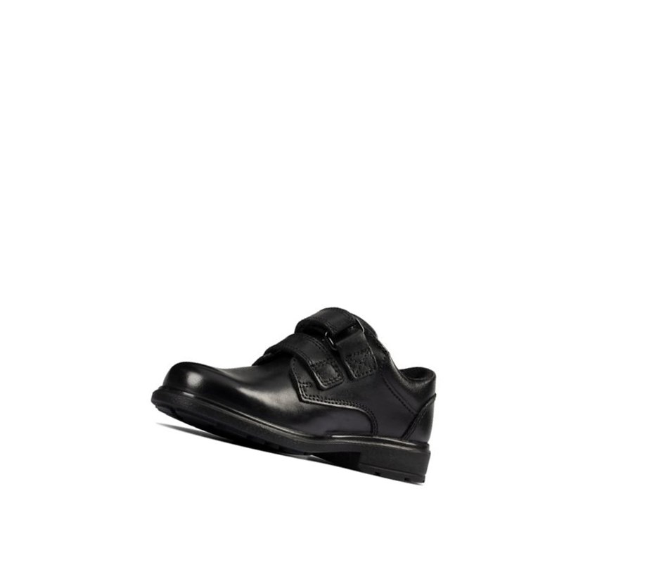 Chaussures D'école Clarks Remi Pace Cuir Garcon Noir | MREY02673