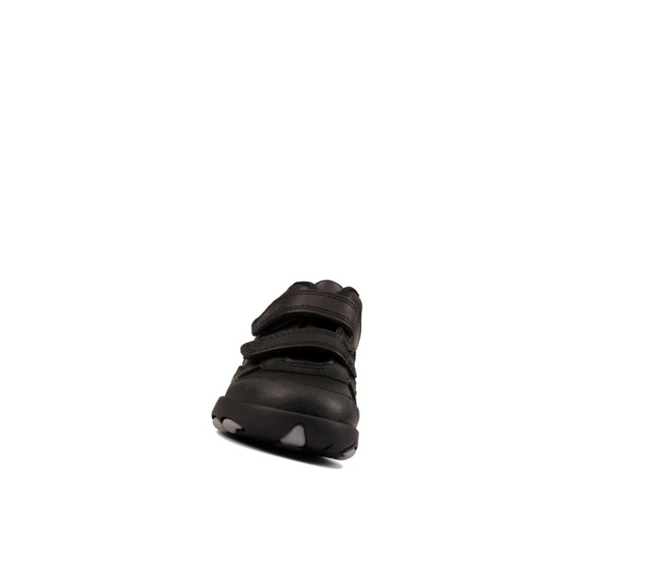 Chaussures D'école Clarks Rex Crash Cuir Garcon Noir | ZHOM98054