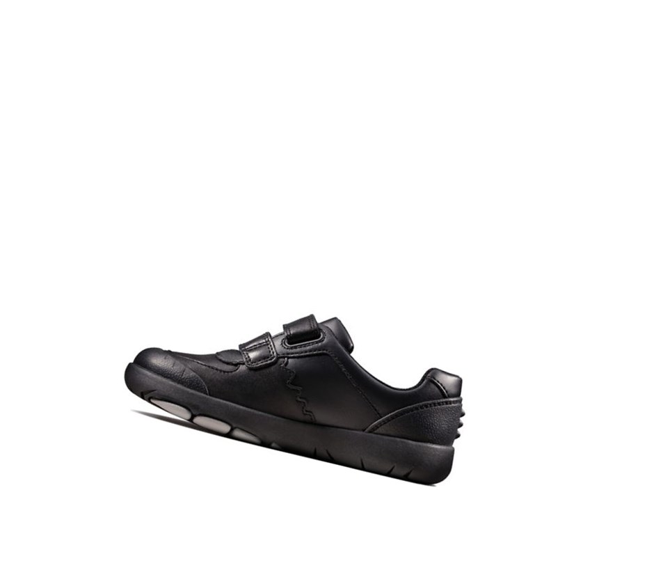 Chaussures D'école Clarks Rex Pace Cuir Garcon Noir | TCAG29405