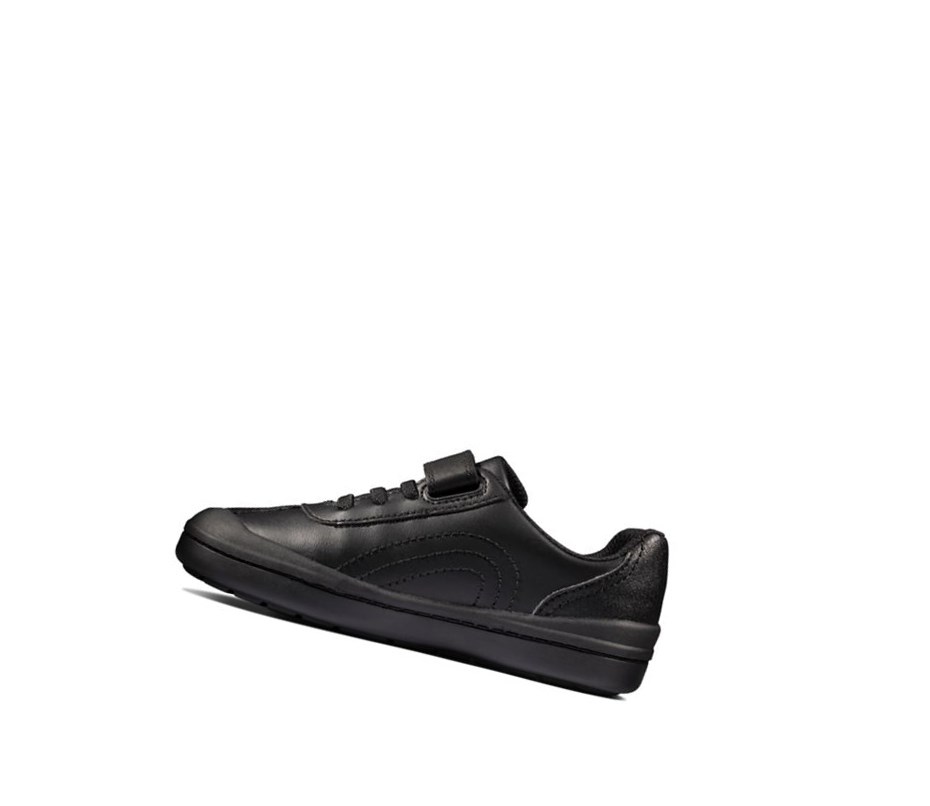 Chaussures D'école Clarks Rock Pass Cuir Fille Noir | KXAR76354