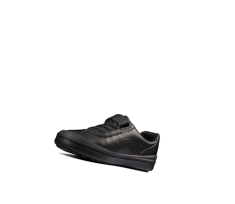 Chaussures D'école Clarks Rock Pass Cuir Garcon Noir | SNBC16384