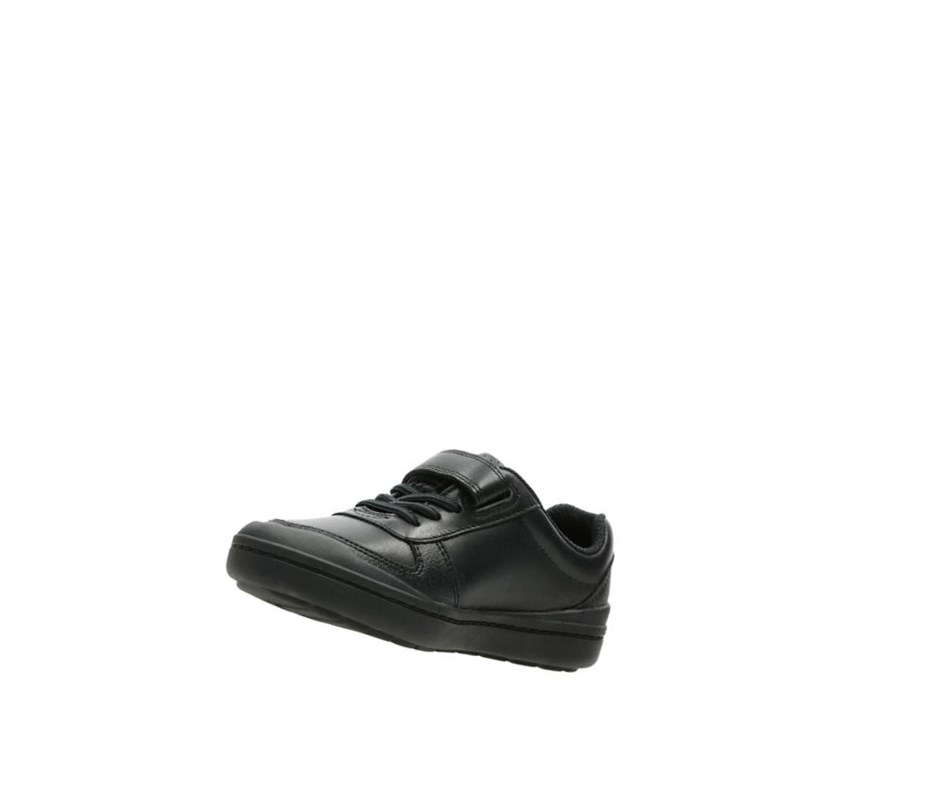 Chaussures D'école Clarks Rock Verve Cuir Fille Noir | OBUD80146