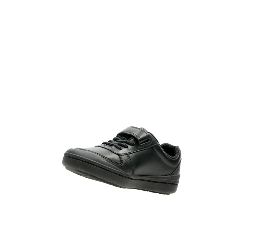 Chaussures D'école Clarks Rock Verve Cuir Fille Noir | OWZJ79384