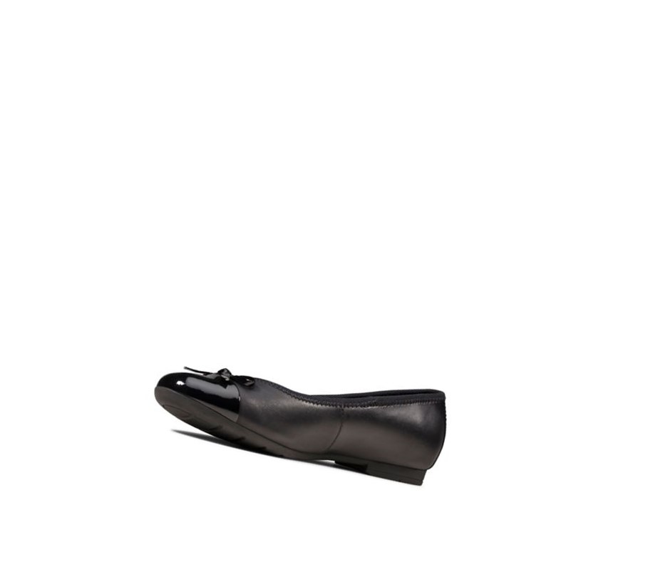 Chaussures D'école Clarks Scala Bloom Cuir Fille Noir | WUFO28190