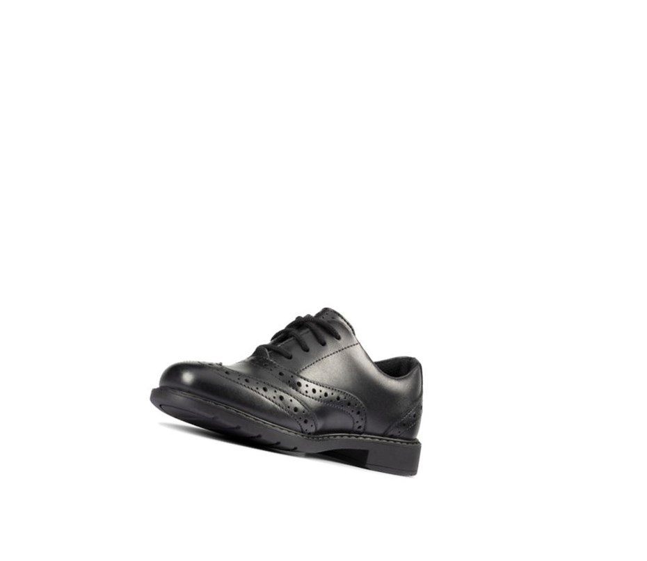 Chaussures D'école Clarks Scala Cuir Garcon Noir | RDFT28137