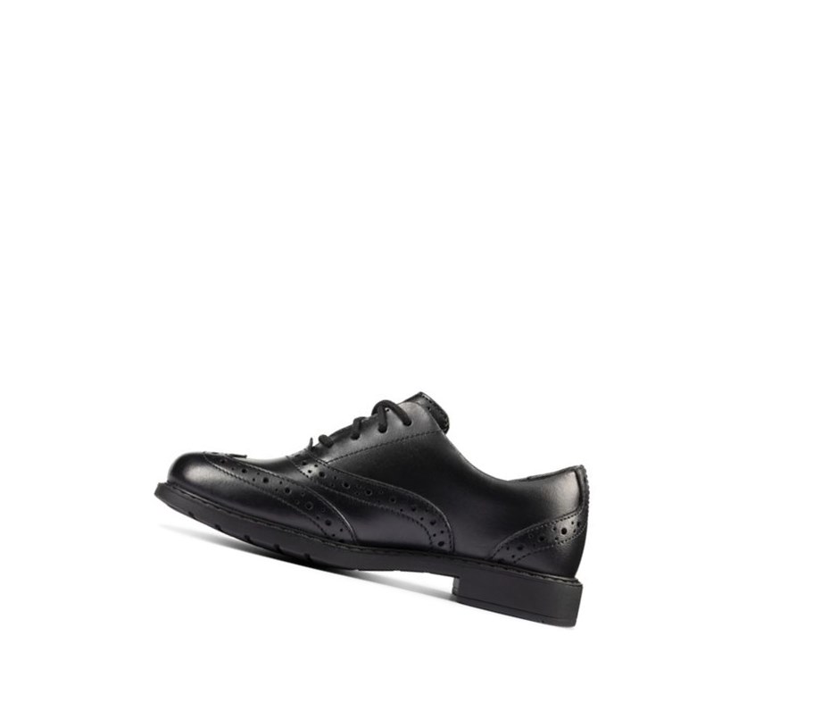 Chaussures D'école Clarks Scala Cuir Garcon Noir | RDFT28137