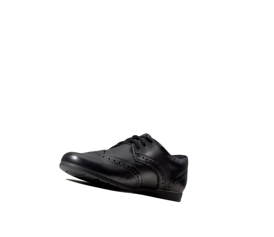 Chaussures D'école Clarks Scala Dentelle Cuir Fille Noir | UEHO53601