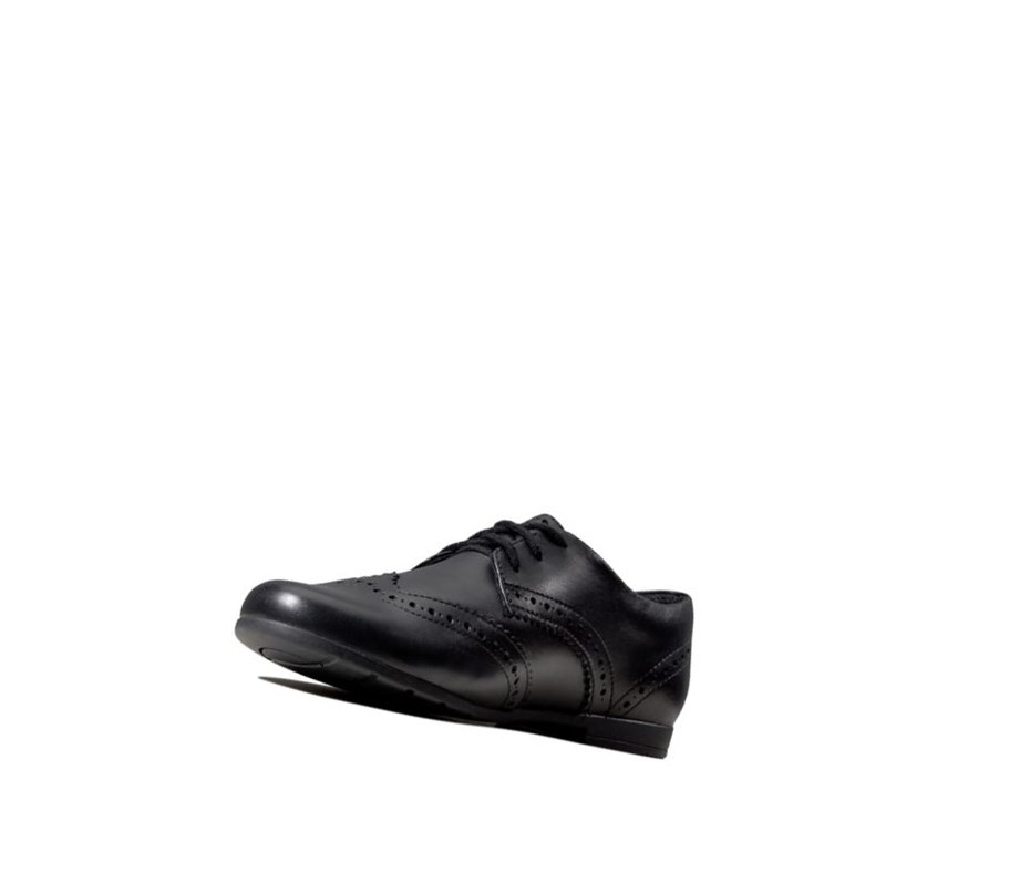 Chaussures D'école Clarks Scala Dentelle Cuir Fille Noir | VESD76428